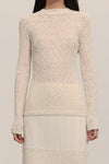 SWAYING/KNIT striped diagonal sleeve bottoming shirt SW23AW1T14 white